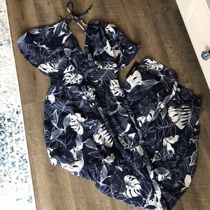 NWT lulus blue maxi dress with ruffle tiers